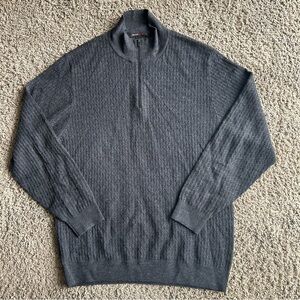 Tiger Woods Collection Nike Men's Large Gray 100%  Wool Golf Knit Sweater Jacket